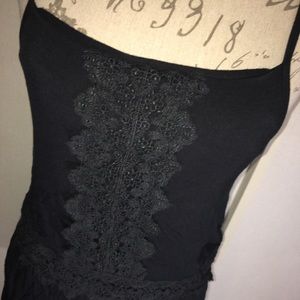 Rue 21 Romper Lace Black Rayon Soft Small Stretch